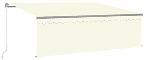 vidaXL Gelenkarmmarkise Einziehbar mit Jalousie LED Markise Sonnenmarkise Balkonmarkise Sonnenschutz Sichtschutz Garten Terrasse Balkon 4x3m Creme