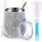 Bling Wasserflasche Bling Cup Diamant Tumbler Strass für Tumbler Glitzer Weinglas Tumbler Mädchen Trip Cups, Strohhalm Pinsel und Tassenpinsel für Wein, Kaffee, Cocktails, Champaign (Silber)