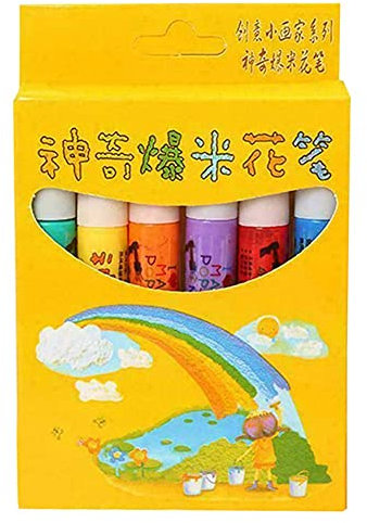 ALMAK 6 pièces stylos à Pop-Corn Magiques 3D Couleur Magique Bricolage Bulle Pop-Corn Dessin stylos Art Stylo sûr pour voeux Cartes d'anniversaire Enfants