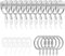 50 Pack Metal Curtain Rings And Hooks, 30mm Internal Diameter Eyelets for Curtain Poles And Rods With 50 White Plastic Hooks, For Drapery, Rods and Shower Hanging, Silver