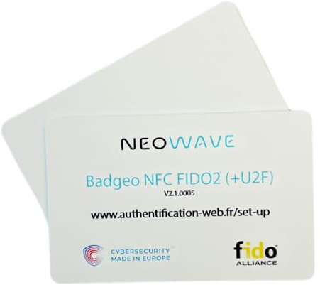 Badgeo NFC FIDO2 (+U2F) + DESFire EV2 8K, Passwordless NFC Chipkarte und Multifaktoren, für NFC-Endgeräte (Smartphone, Tablet, PC, Player)