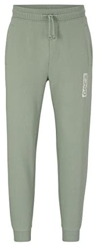 HUGO Mens Dogur Cotton-terry tracksuit bottoms with vertical logo