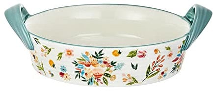 SERUMY Lasagnera da Forno Piatti in Ceramica Rotonda in Ceramica, Bakeware con Manico for Forno in Ceramica Pan Lasagna Casserole Pan Individuale Pan Bakeware, 9,5 Pollici Lasagnere