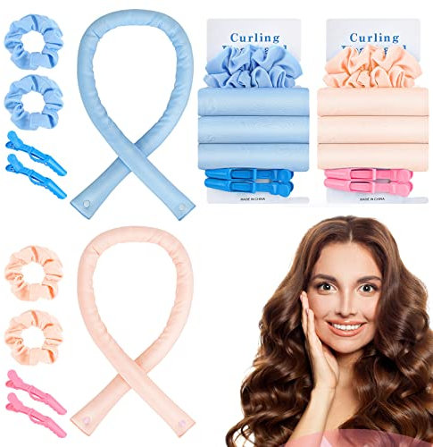 2 Stück Lockenwickler Locken Ohne Hitze, Lockenwickler über Nacht DIY Heatless Curlers Headband, Rutschfester Hitzefreier Lockenstab Heatless Hair Curler mit Haarnadel für langes mittleres Haar