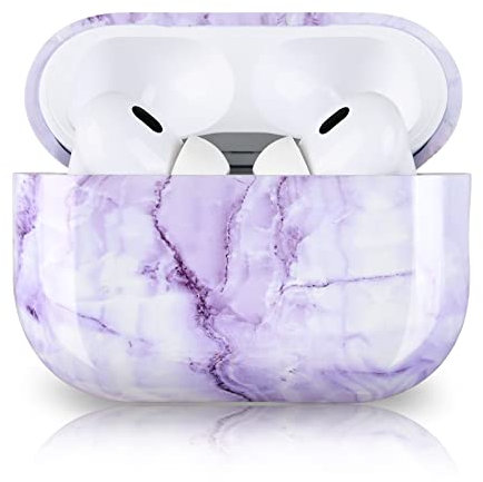 Newseego AirPods Pro 2 2022 Hülle für Mädchen Frauen, Stilvolle Exquisite Marmormuster Harte PC-Hülle für Airpods Pro 2.Generation Tragbare stoßfeste Schutzhülle für AirPods Pro 2 Ladehülle-Violet