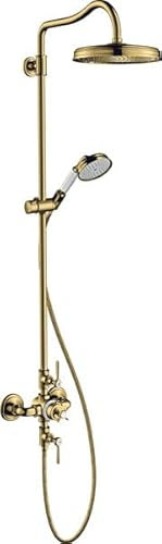 hansgrohe AXOR Montreux Showerpipe mit Thermostat, Kopfbrause 240 1jet Classic, Farbe: Polished Gold Optic