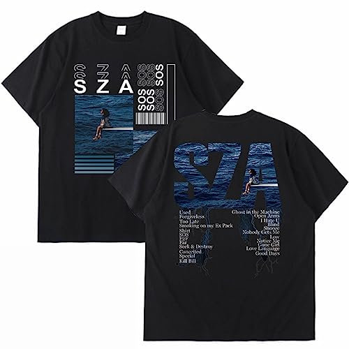 2023 Neue Musik Album SOS SZA Grafik Druck T-Shirt Männer Frauen Mode Vintage T-Shirts Hip Hop Harajuku T Shirt Tops Black,M