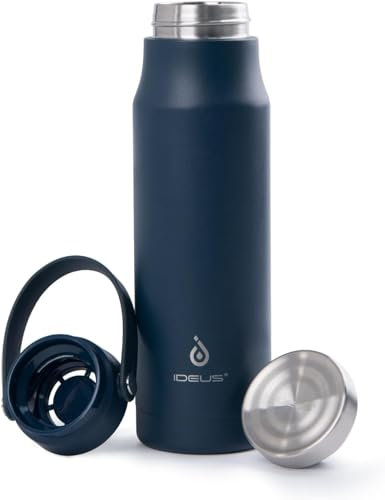 IDEUS Insulated Water Bottle 24oz, Vacuum Stainless Steel Water Bottle with Handle for Sports,Travel and School, 100% Leakproof, BPA-Free and Reusable Hydro Flask for Hot and Cold Water, Tea, Coffee