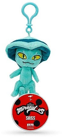 Miraculous Ladybug Kwami 12,7 cm lebensgroßer Rucksack-Schlüsselanhänger – Sass The Snake Clip-On-Spielzeug – tragbares Marienkäfer- und Katzennoir-Zubehör, Schlüsselanhänger aus Plüsch – Geschenk für
