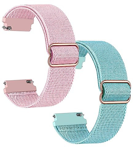 Polyjoy 2 Stück Kinder Nylon Armbänder kompatibel mit Anio 5/Anio 6 Armband, Weiches, dehnbares Mädchen Jungen Ersatzbänder für Anio 5/Anio 6-Rosa+Wasserblau