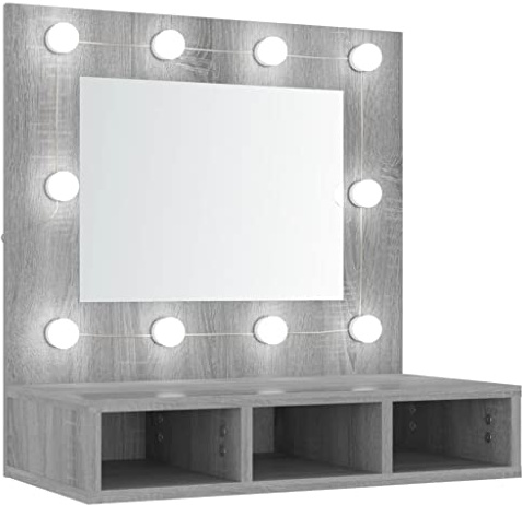 vidaXL Spiegelschrank mit LED Grau Sonoma 60x31,5x62 cm