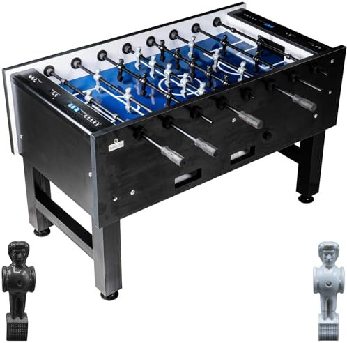 RAMROXX Fußball Tischkicker Turnier Fireball blaues Spielfeld Figuren Schwarz Weiss 95kg