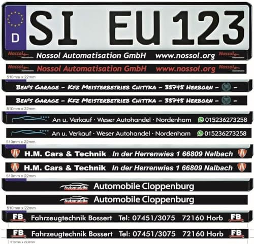 Kennzeichenhalter schwarz mit individuellem Wunschtext Bedruckt NEU (40)