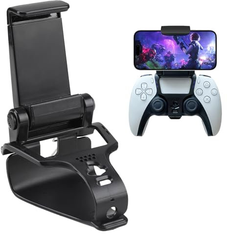 Yvmew Controller Phone Mount Clip, Support Pliable Jeu Pince Poignée Manette Clip Montage Support Clip pour Controller Manette Compatible Téléphones Intelligents Android/iOS(Noir)