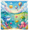 ABAKUHAUS Mariner Cartoon Duschvorhang, Bunte Unterwasserwelt mit aquatischen Tierfiguren Sonne Ballons, Stoffliches Gewebe Badezimmerdekorationsset mit Haken, 175 x 240 cm, Türkis Mehrfarbig