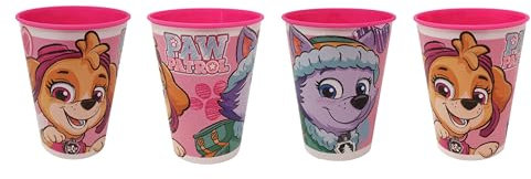 Theonoi Lot de 4 gobelets pour enfant de 260 ml au choix : Minnie Pony Princess Frozen PawPatrol Verre plastique sans BPA - Cadeau fille (Pat' Patrouille réutilisable)