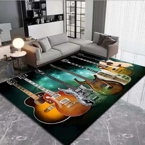 Area Rug Music Guitar Instrument 50 X 80 Cm Rugs Living Room Bedroom 3D Printed Floor Door Mat Non-Slip Inner Treads Kitchen Carpet Cushion - Polyester Soft Touch Easy Clean -2N1C5L6K7M0B6