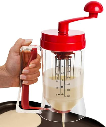 Pancake Batter Dispenser, Puff Puff Dispenser, Pancake Mix Dispenser, 900ml Manual Cupcakes Separator with Stirring Function, Pancake Dispenser Bottle for Pancakes, Cupcake