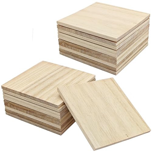 HAOBIN planches rectangulaires en bois de pin Bois Non Fini 100x100x5mm planches rectangulaires en bois non finies Bois pour le bricolage et la décoration,la construction et le lambris (20)