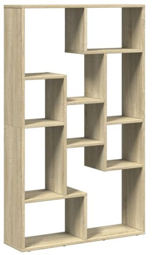 vidaXL Bücherregal, Standregal 9 Fächer, Raumteiler Regal für Wohnzimmer Schlafzimmer Büro, Aufbewahrungregal Aktenregal Büroregal, Sonoma-Eiche Holzwerkstoff