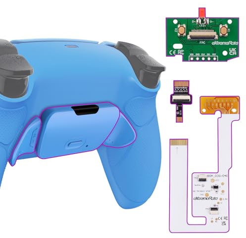 eXtremeRate Rise V3 Remap Kit per ps5 Controller BDM-030/040/050,Back Button Levette Posteriore per ps5 Joystick,Tasti Aggiuntivi&Cover Grip Gommato per Joypad,Senza Controller,Starlight Blue
