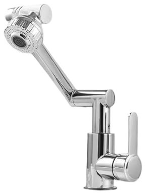 QTYQWC Einloch-Waschtisch-Mischbatterie, moderner Badezimmerhahn mit Kalt- und Warmwassersteuerung, Chrom-Finish für Elegantes Waschtisch-Upgrade, warten, geeignet für