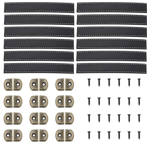 VGOL 12 Poignées de Lot de Tiroir en Cuir Boutons de Porte en Cuir Poignées en Cuir avec Vis de Montage Adaptées Aux Tiroirs Armoires Armoires Commodes Noir