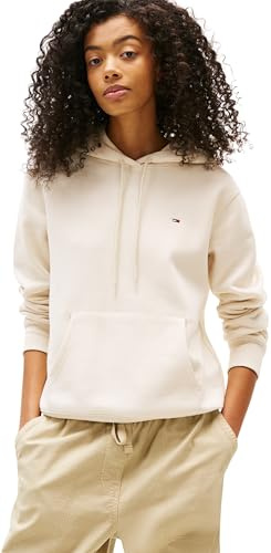 Tommy Jeans Tjw Reg S Flag Hoodie Dw0Dw19958, Felpa con Cappuccio, Donna, Beige (Desert Sand Dune), S