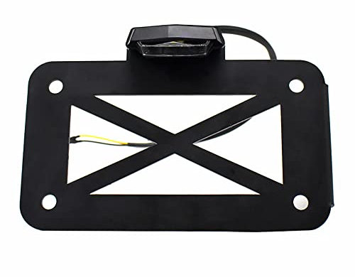 Kacepar Universal Motorcycle Number Plate, Side Mount License Plate Holder Bracket with Light Iron Construction Retro Number Plate Black Mount Tail Tidy Compatible with Harley