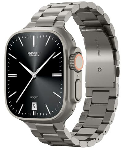 Spigen Modern Fit Titanium Armband Entwickelt für Apple Watch Ultra 2/1 49mm, Serie 10 46mm, 9/8/7 45mm, SE2/SE/6/5/4 44mm, 3/2/1 42mm - Natural Titanium