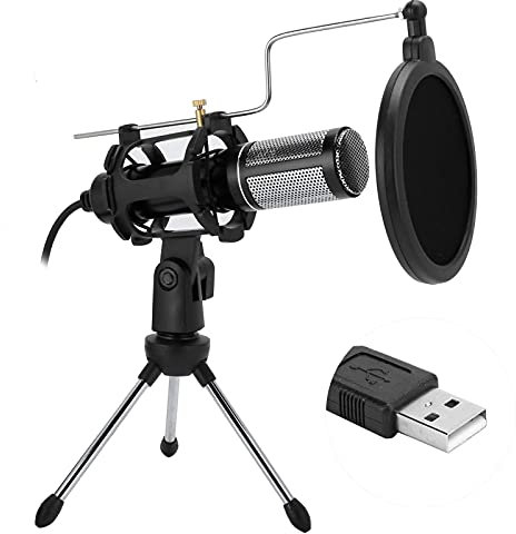 CWCQGH Condenser Recording Microphone,USB Desktop Microphone Mini Studio Portable Karaoke Mic for Reduce other noise