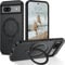 Telaso Magnetic for Google Pixel 8a Case, Compatible with Magsafe with Magnetic Stand Ring Holder, Translucent Matte Back TPU Bumper Military Grade Protective Google Pixel 8a Case, Black