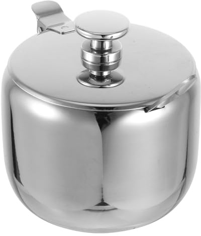 Cabilock Azucarero Redondo De Acero Inoxidable Con Tapa Hermética Y Cuchara Para Condimentos Cocina Hogar