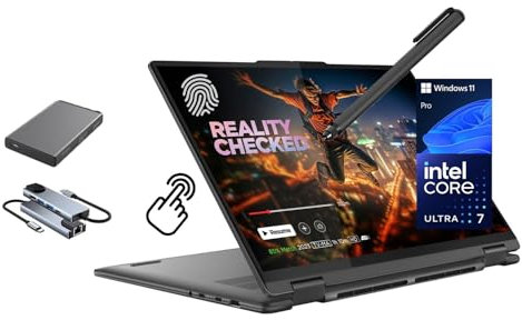 Lenovo Yoga 7 7i Ordinateur portable tactile 2 en 1, 16 pouces 2K IPS, Intel Ultra 7 155U (Beats i7-1355U) AI Boost NPU, 16 Go de RAM, 512 Go SSD + 500 Go de disque portable, rétroéclairé, FP, stylet,