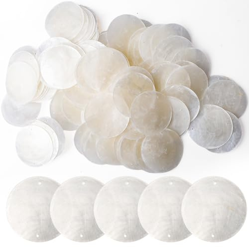 Lot de 100 pièces de coquillages ronds, coquillages en nacre, décoration de coquillage, pendentifs en coquillage naturel, rondelles polies, coquillages ronds et plats, pour décoration DIY, rideaux en