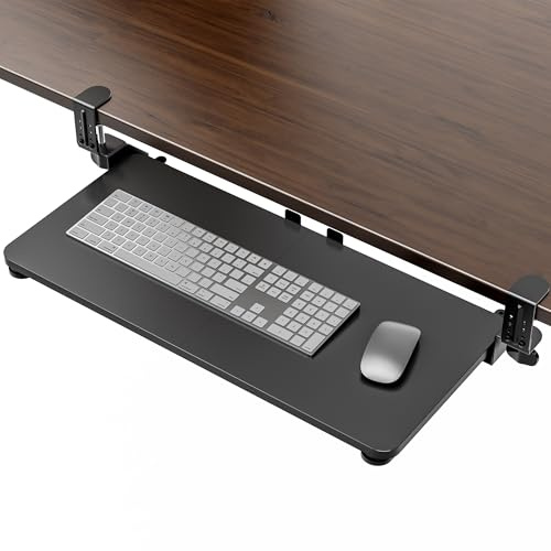 Xyndyx Neue Tastaturablage, Unter Der Tischplatte Montiert Mit C Klemme Groß Format, Zur Ergonomischen Platzierung Beim Tippen, 65 X 28cm (80cm Inklusive Der Befestigungsklammern), Schwarz