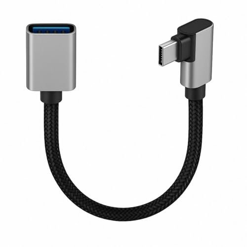 Cavo USB C a USB 3.0, Adattatore USB A USBC, OTG 90 Gradi 5 Gbps, US B C Maschio a USBA Femmina, Cavo Corto Intrecciato in Nylon con Guscio in Alluminio per Dispositivi US B-C, Smartphone, Tablet, PC