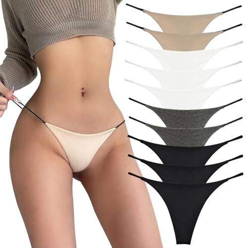 Acramy Damen Unterwäsche Set 10er Pack Unterhosen Sexy Thong Atmungsaktive G String Tanga (2XL, A-10er)