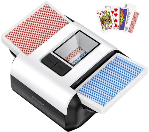 KPAW Automatic Card Shuffler 2 Deck, Rechargeable Automatic Card Shuffler with Dual Modes, Low Noise Portable Shuffler-Compatible with Poker, UNO, Bridge, Texas, Phase 10, Card Games for Family
