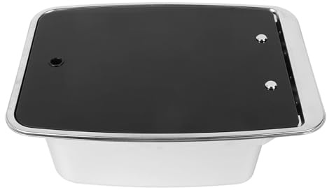 Focket Évier de Camping-car, Finition Brossée en Acier Inoxydable 304, évier Simple de 27,5 L, Lavabo carré Sous Plan avec Couvercle en Verre trempé et Drain de 40 Mm pour Bateaux, Camping-cars et