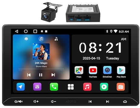 ATOTO CA-AEC122D Amplificatore Auto, per A5LG211T-S01, Autoradio 2 Din Android 2G+32G, 10 pollici Touchscreen GPS per auto, Tethering di WiFi/BT/USB, CarPlay Wireless e Android Auto Senza fili