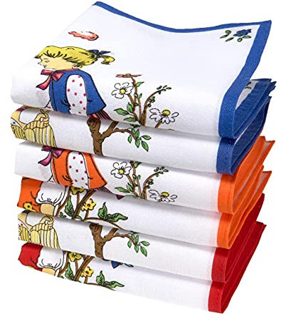 merrysquare - Kindertaschentücher - 100% Baumwolle - 6 Stücke - Ca. 27cm - Modell Girly