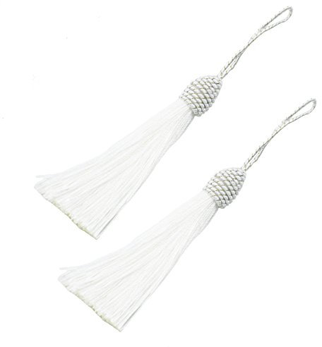 20pcs 6 Zoll Silky Floss Lesezeichen Quasten mit 2 Zoll Kabel Schleife und Kleinen Chinesischen Knoten für Schmuckherstellung, Souvenir, Lesezeichen, DIY Handwerk Zubehör (Weiß)