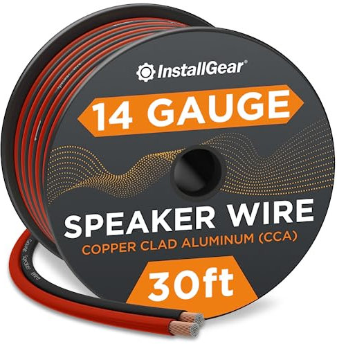 InstallGear 14 Gauge Speaker Wire - 30 Ft Copper Clad Aluminum Speaker Cable with Durable PVC Jacket - Red and Black Wire For Home Theater and Car Audio - Flexible Audio Cables