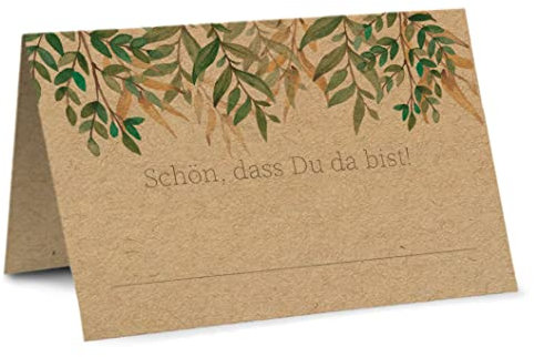 Partycards Tischkarten Geburtstag, Tischkarten Hochzeit, Tischdeko Hochzeit, Hochzeitsdeko Tisch - 50 Stück, Namensschilder, DIN A7, Platzkarten Kommunion, Namenskarten Konfirmation, Taufe
