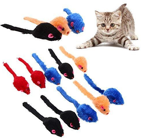 Li-ly 10pcs / lot Mini Chat Coloré Jouets en Peluche Faux Souris Jouets pour Chats Chaton Utile Et Pratique