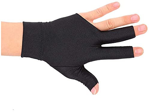 Akozon Snooker-Handschuh, Left Hand Open DREI-Finger-Spandex-Handschuh Billard Cue Pool Gloves