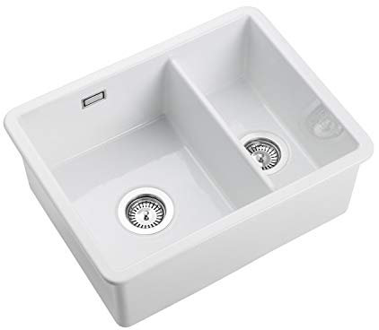 Rangemaster CRUB3216WH Rustique vit 1,5 skål inbyggnadsdiskho i keramik