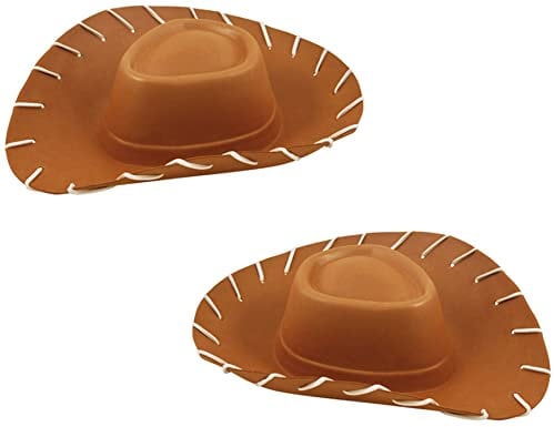 Quickdraw 2 X Kinder Brauner Cowboy Hut Wild West Eva Toy Story Kostüm Verkleidung Zubehör
