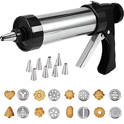 Presse à Biscuits,Presses à Biscuits,Machine à Biscuits,Presse à Pâtisserie en Acier Inoxydable pour La Fabrication de Biscuits Gâteaux,Presse Biscuit avec 8 Disques Biscuits et 8 Douilles
